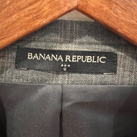 Banana Republic Suit Mens 38R Jacket 30x32 Pants Gray Brown Check Tailored Fit - Picture 7 of 14